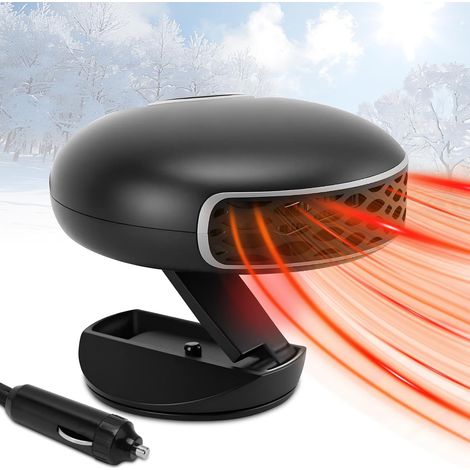 CSPARKV Chauffage de Voiture 12 V, Ventilateur de Dégivrage à Chauffage Rapide, Alimentation Allume-Cigare, Protection Contre la Surchauffe, Désembueur pour Voitures, SUV, Taxis, Pickup (Noir) (1/4)