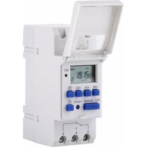 Minuterie LCD - Programmateur Horaire Hebdomadaire - 15 A 220 V - 16 Cycles On Off - Montage Rail DIN ou Autonome - 1 Pièce (1/5)