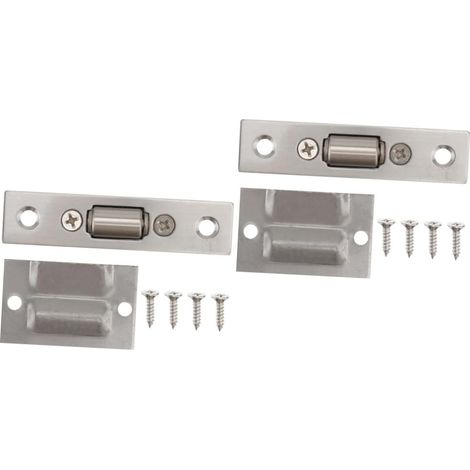 Lot de 2 gâches porte avec loquet à bille, pour portes placard (1/5)