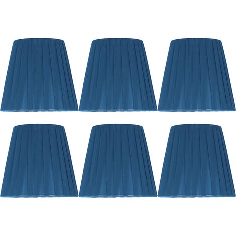 6 Pièces Abat-jour en Tissu Moderne pour Cristal Clip sur Lustre Applique Murale Bleu (1/5)