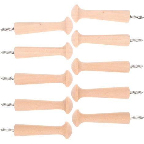 10 crochets muraux bois, 3,8 pouces, bois massif, pour maison (1/5)