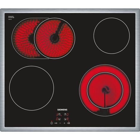Siemens – Plaque vitrocéramique 60cm – 4 foyers – Puissance 7500W – ET645HN17E – Commande tactile – Céramique intégrée