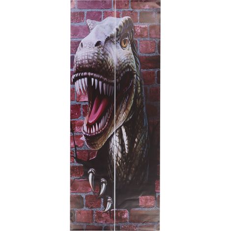 2 Autocollants Porte 3D Adhésifs Texture Givrée Relief Dinosaure Décor Bureau Maison Étanche (1/5)
