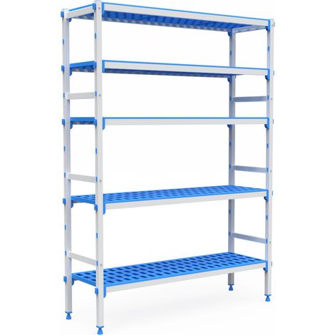 Rayonnage Aluminium 5 Niveaux Compatible Bac GN 1/1 - L 3380 à 4600 mm - Pujadas
