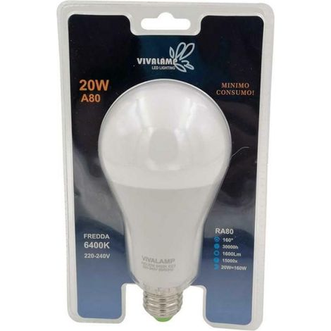 Lampadina led e27 a80 20w passo grosso a vite kit 5pz 4200k