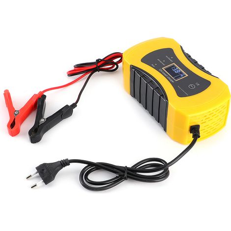 Chargeur 12V 8A pour batteries au plomb-acide de voiture et moto, protection contre l'inversion de polarité et les courts-circuits, affichage de la tension et du courant, UE 100-240V (UE) (1/5)