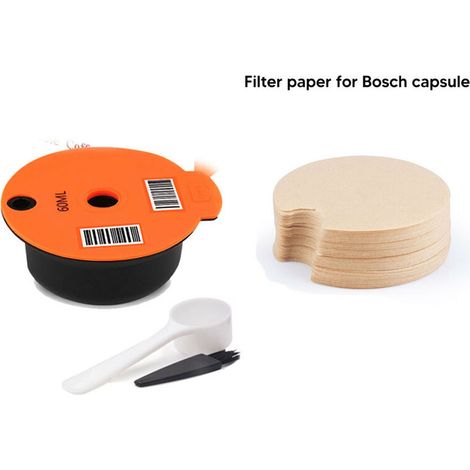 Capsules de café rechargeables en acier inoxydable compatibles avec machines (180 ml, orange + 50 morceaux de papier filtre) (1/5)