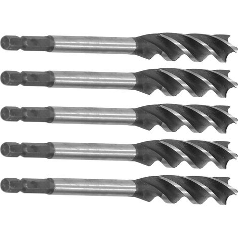 Lot de 5 forets à bois, scie cloche pour métal, mèche à tarière, 4 rainures, queue hexagonale, 14 mm (1/5)