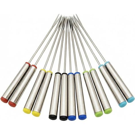 12 Stainless Steel Fondue Forks, 24cm Long, for Cheese Fondue, Chocolate Fondue, Marshmallow Skewers over a Wood Fire or Fruit Forks, Versatile Utensil (1/5)
