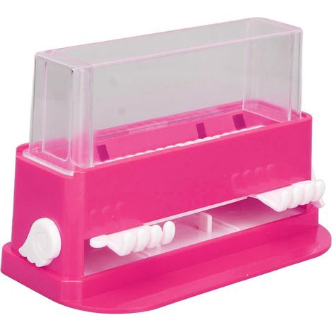 Boîte de Rangement pour Brosses à Dents - Organisateur Transparent Rose, Grande Capacité (1/5)