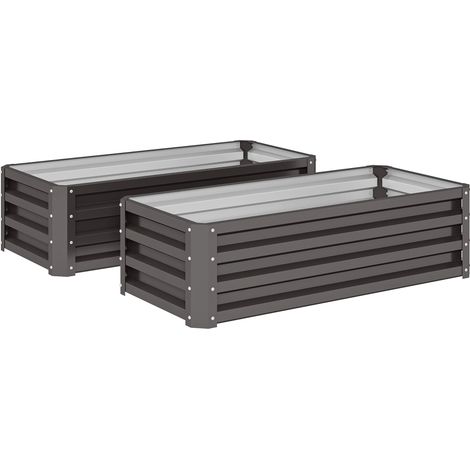 Metall-Hochbeet-Set, 2er-Set, offener Boden, 110 x 50 x 30 cm
