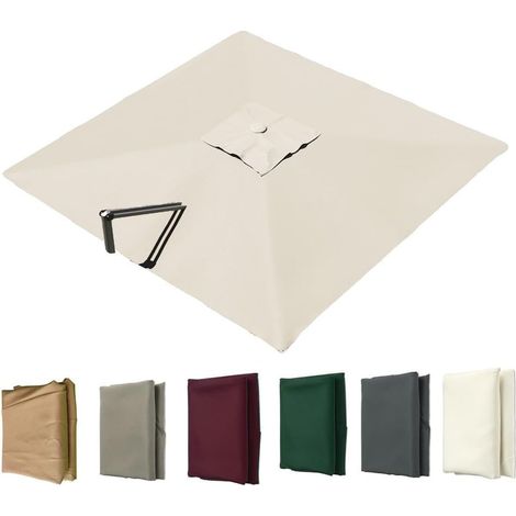 Auvent De Remplacement pour Parasol Déporté Carré, Toile De Rechange pour Parasol De Jardin Extérieur, Housse De Rechange 8 Baleines Protection UV(Beige,2.5x2.5m (8.2x8.2ft))