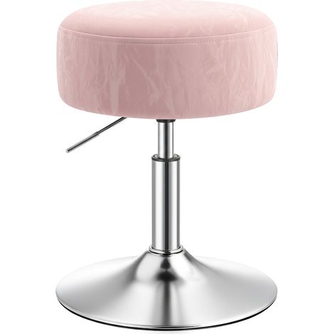 Tabouret de Maquillage, Réglable, Pivotant, en PU, Coussin Épais, pour Chambre, Cuisine, Salle à Manger, Rose (1/4)