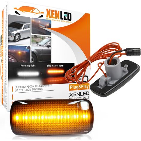 2x Clignotants LED Chrysler 200, 300, Sebring, Town et Country / Dodge Charger / JEEP - Version Fumée + Feux de jour Blanc (1/5)