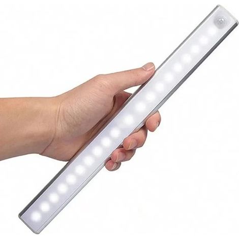 Luminaire LED avec détecteur de mouvement Sans fil Rechargeable par USB Détecteur de mouvement 30 cm 20 LED Veilleuse Blanc chaud Fixation magnétique (1/5)