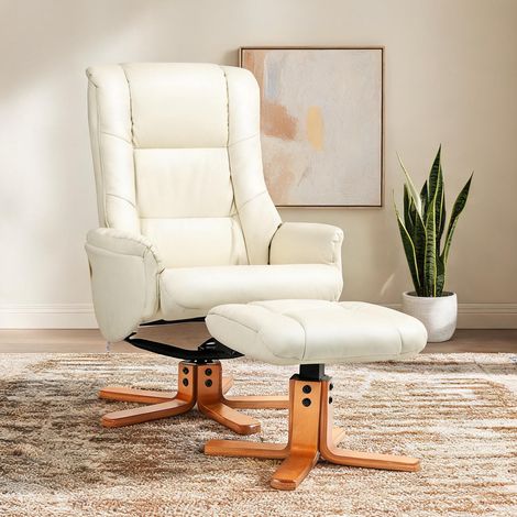 Fauteuil cremeweiß en kunstleder Holz 71 x 84 x 102 cm (1/5)