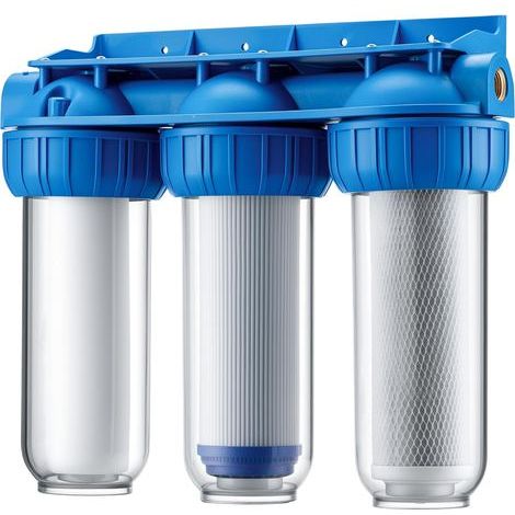 BR10B4 – Système de filtration 3 Étapes – 20,67 mm 1/2" – avec Filtre à sédiments Charbon actif Bioc et Granulés – Eau potable (1/5)