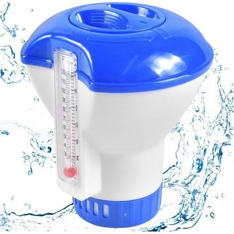 5 Pouces Grand doseur à Flotteur, Doseur de Chlore avec thermomètre 20-200g, Chlore & Brome en pastilles Réservoir réglable, Accessoires de Piscine pour Grandes et Petites piscines Jacuzzi (1/5)