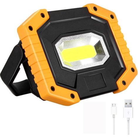 Projecteur LED Rechargeable 30W 2000LM Projecteur Chantier Lumière de 3 Modes Lanterne Portable Projecteur LED USB pour Camping, Chantier, Garage, Atelier(1pack) (1/5)