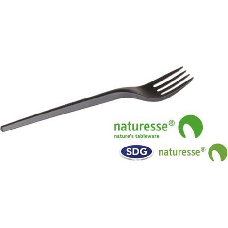 Mini Fourchette jetable noire 9,8 cm en PLA - 1000 pièces - Ecobioshopping