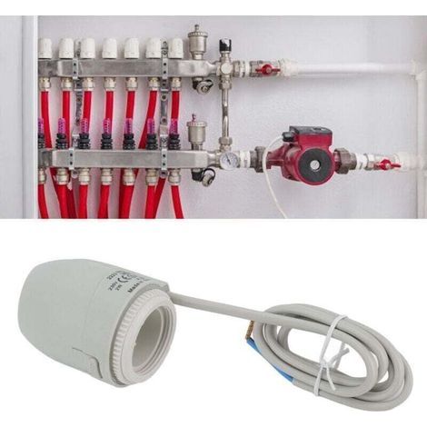Electric Thermal Actuator, IP54 Waterproof Underfloor Heating Valve 2W Electric Thermal Actuator Manifold for Underfloor Heating Thermostat (1/4)