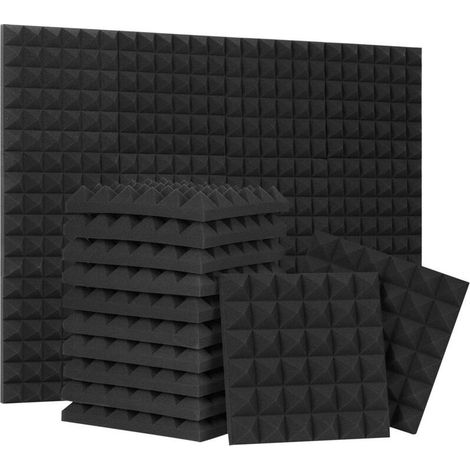 Panneau de traitement de rembourrage en mousse insonorisée en forme de pyramide, 30x30x2.5cm, 24 paquets, pour l'isolation des basses (1/4)