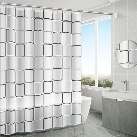 Rideau de Douche Blanc - Doublure Intérieure Amovible et Lavable - pour Salle de Bain et Hôtel