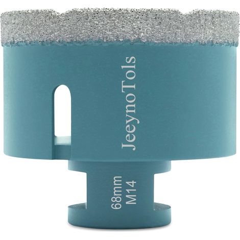 Scie cloche diamant 68mm - trépan foret diamanté carrelage pour les trous dans la porcelaine, la céramique, le granit et le marbre avec un filetage M14. (1/5)