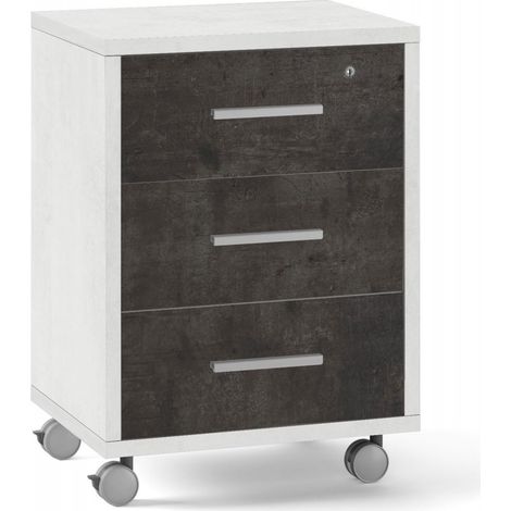 Cassettiera con Ruote, 3 cassetti 51L x 41P x h71 – Finitura Bianco Opaco e Nero Opaco – Sarmog (1/3)