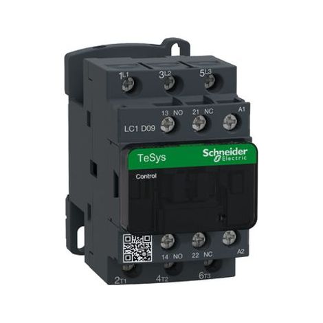 SCHNEIDER LC1D09E7 - Contattore TeSys D 3P 9A AC3 440V Bobina 48VAC 1NA+1NC (1/4)