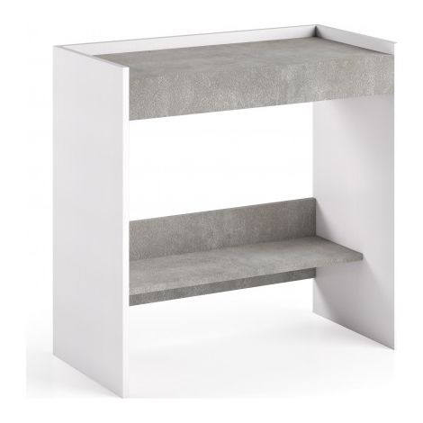 Scrivania 80x40 cm bianco frassinato e cemento con cassetto e ripiano - Sombor (1/6)