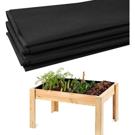 Doublure pour bac de culture surélevé 63" x 82" — Doublure noire respirante en non-tissé pour jardinière (1/5)