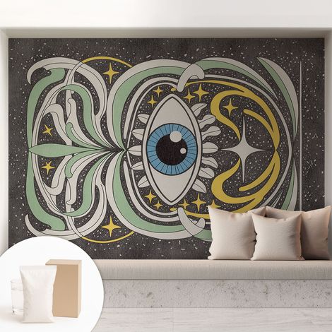 Fototapete Tapete Vliestapete mit Kleber Büro Wandgestaltung - Wanddekoration Wohnzimmer Symmetrisches Auge 208x146 cm (1/5)