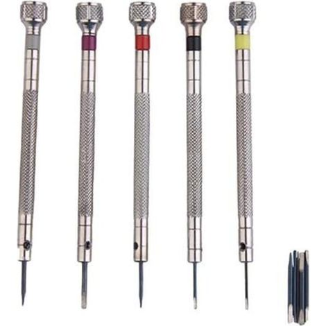 5 pcs Mini Silver Screwdriver Set for Watches, Jewelry, and Glasses Repair Tools (8 pieces) (1/3)