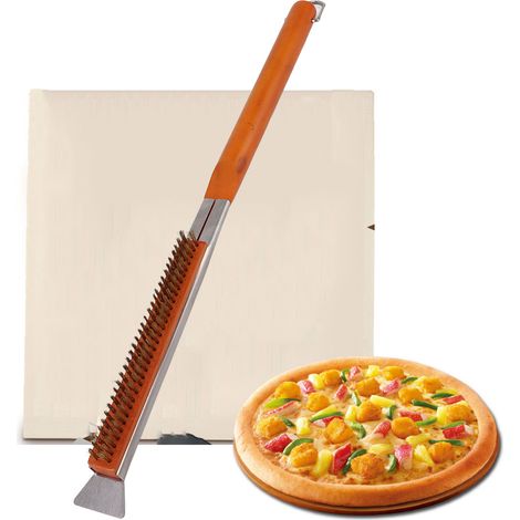Brosse à pizza à manche en bois, brosse à pizza à long manche, outil de cuisson amovible (1/5)