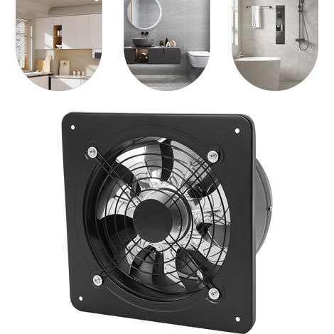 Ventilateur Extraction Mural 25 cm Ventilateur Extracteur d'Air pour Grenier, Garage, Sous-sol, Atelier, Cuisine, 100W, 220V, Noir (1/5)
