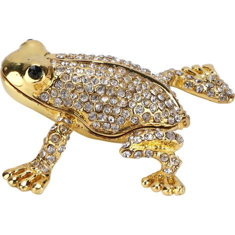 Coffret de collection grenouille plaqué or et incrusté de diamants, coffret à bijoux de luxe (1/5)