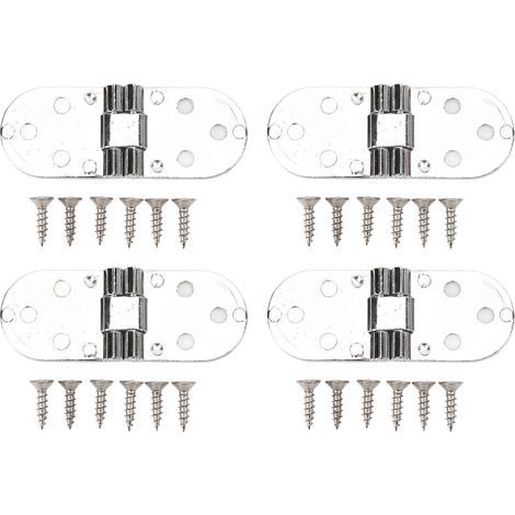 Charnières à rabat à 180 degrés, 0,09 pouces d'épaisseur, dessus rabattable en métal pour Machine à coudre de Table, Chrome brillant, 4 ensembles (1/5)