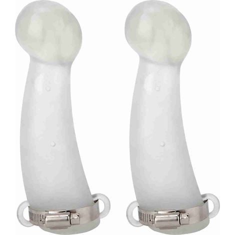 Protège-cornes en silicone sans toxique pour vache veau bovin taureau anti-combat avec bout arrondi, 18x5x8 cm, lot de 2 housses et 2 anneaux (1/5)