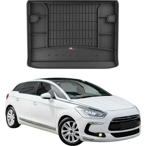 Tapis de Coffre 3D TPE Premium Compatible avec Citroen DS5 HTB 2011-2015 - Bac de Protection de Coffre Intérieur antidérapant Revêtement de Coffre Bords Hauts pour Voiture Noir