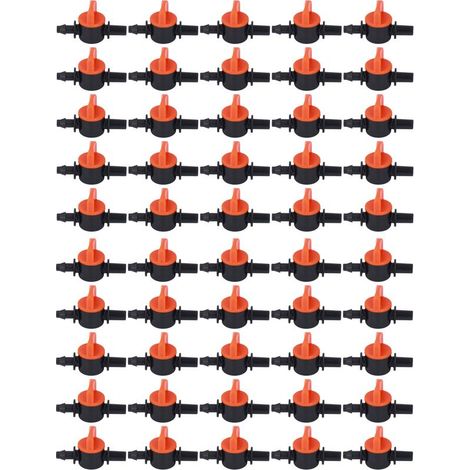 Vanne d'irrigation goutte à goutte, 50 unités, diamètre extérieur 4/7 mm, interrupteur 6 mm/0,2 pouce pour système. (1/5)