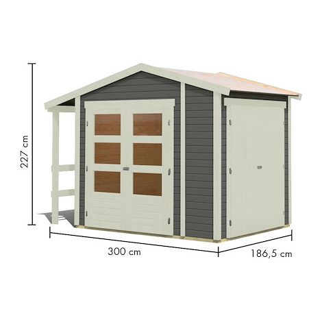 GH Multi SD tgrau 303x187x218 mit Schrank und Anbaudach