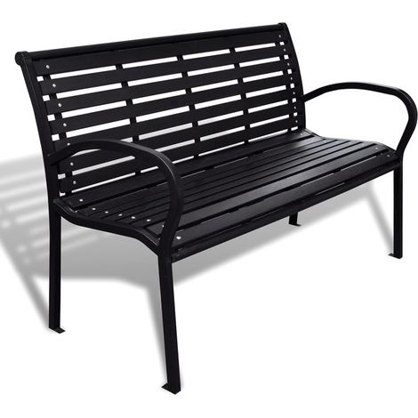 Panchina da Giardino 125 cm in Acciaio e WPC Nera (1/5)