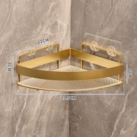 (A.1 set) Étagère de rangement dorée pour salle de bain, trépied mural sans perçage, porte-shampoing et gel douche, accessoires de salle de bain (1/5)