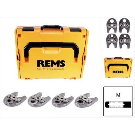 Rems – Mini-jeu de pinces à sertir V 15-18-22-28 – Accessoire pour presse d'atelier – Adapté pour tubes de 15 à 28 mm – Kit M 15-18-22-28