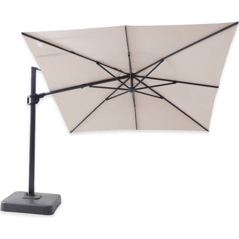 Parasol Déporté Carré Marbella 3 x 3 m toile acrylique Sunbrella Lin (1/2)