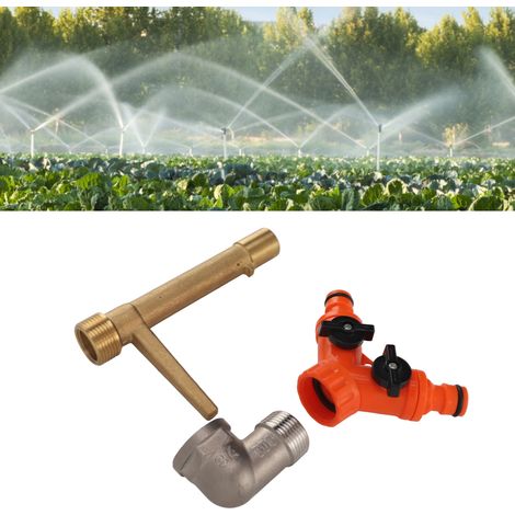 Llave de válvula de liberación rápida de cobre G3/4 con distribuidor de 2 vías para riego de jardín. (1/5)