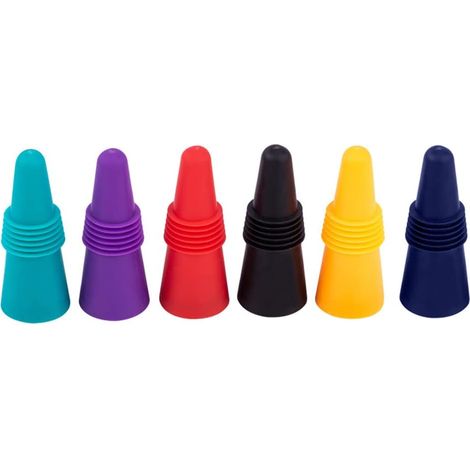 Bouchon réutilisable en silicone, disponible en 6 couleurs, idéal pour le vin, la bière, les boissons alcoolisées et autres alcools. Convient également pour la bière et autres boissons. (1/5)