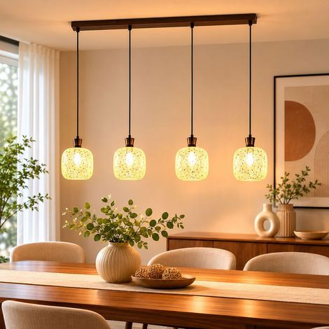 LED Hängeleuchte Pendelleuchte Esszimmerlampe Mosaik Schwarz Metall Glas H 120cm (1/4)