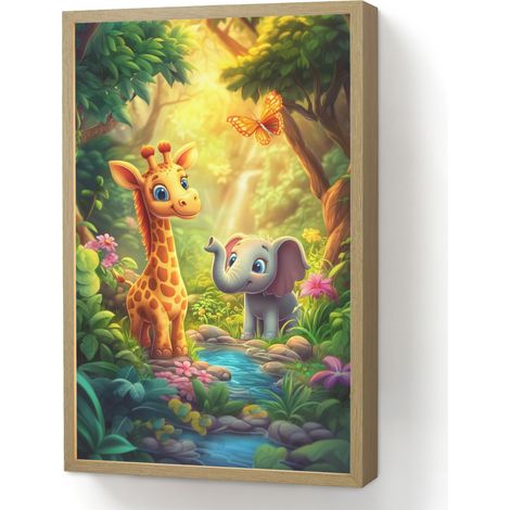 APLIQUE DE PARED Jirafa - Elefante - Flores - Selva 40x60 cm (1/5)